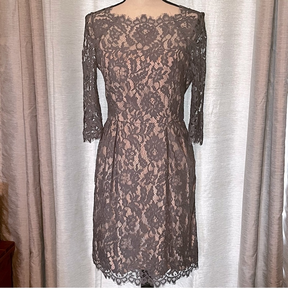 Milly grey gray lace dress women’s size 8 cocktail wedding party two pockets